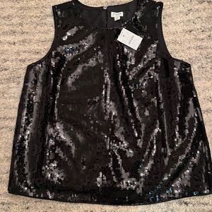 NWT J. Crew Black Sequined Tank